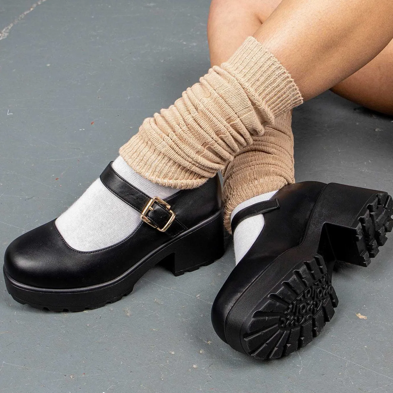 Black Chunky Platform Mary Jane Shoes<KOI footwear