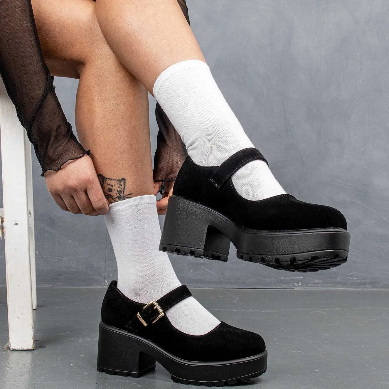 Black Chunky Platform Mary Jane Shoes<KOI footwear Discount