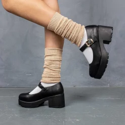 Black Chunky Platform Mary Jane Shoes<KOI footwear Sale