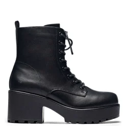 Black Leather Chunky Platform Military Boots In Size 10<KOI footwear New