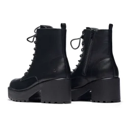 Black Leather Chunky Platform Military Boots In Size 10<KOI footwear New
