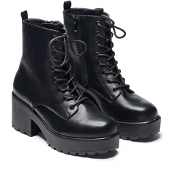 Black Leather Chunky Platform Military Boots In Size 10<KOI footwear New