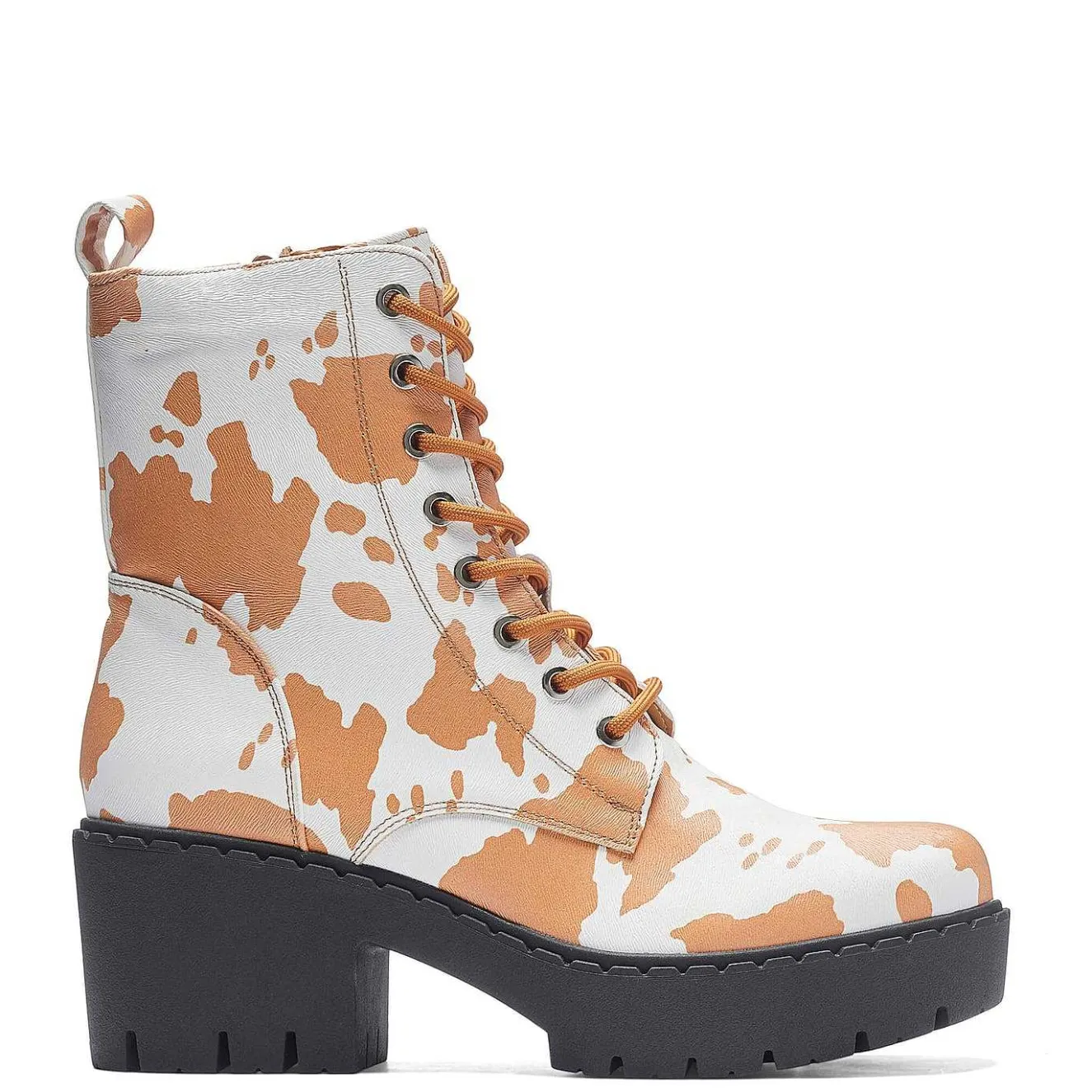 Clarabelle Brown Cow Print Switch Lace Up Boots<KOI footwear