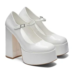 Darkbloom White Patent Platform Heels<KOI footwear Best