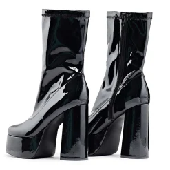 Delano Men'S Black Patent Platform Heeled Boots<KOI footwear