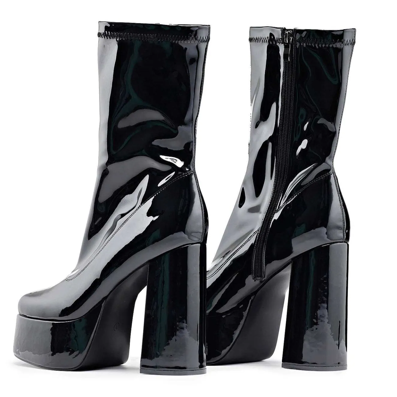 Delano Men'S Black Patent Platform Heeled Boots<KOI footwear Outlet