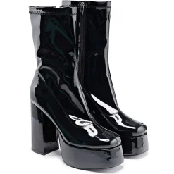 Delano Men'S Black Patent Platform Heeled Boots<KOI footwear Outlet