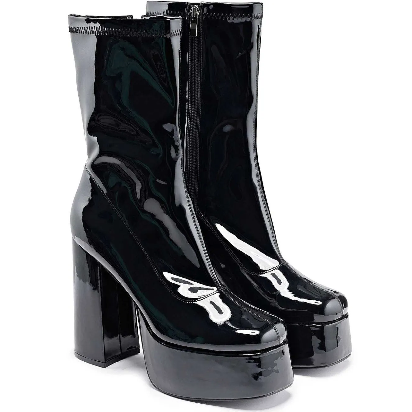 Delano Men'S Black Patent Platform Heeled Boots<KOI footwear Outlet