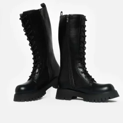 Deltora Black Lace Up Long Boots<KOI footwear