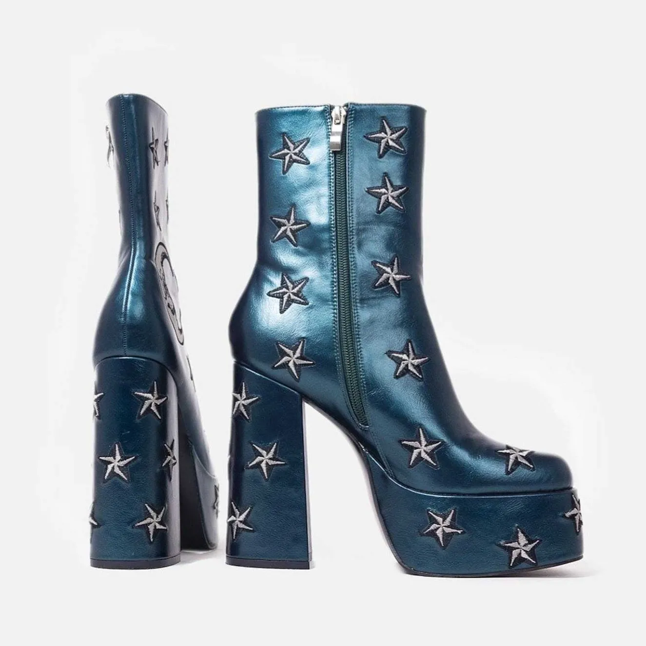 Dreams Of Mooncraft Teal Heeled Boots<KOI footwear New