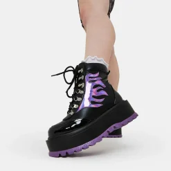 Helios Purple Hologram Flame Boots<KOI footwear