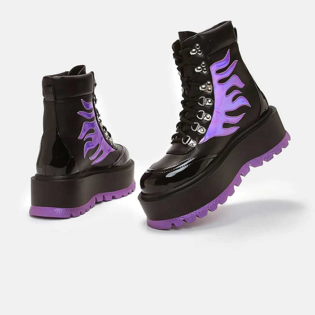 Helios Purple Hologram Flame Boots<KOI footwear