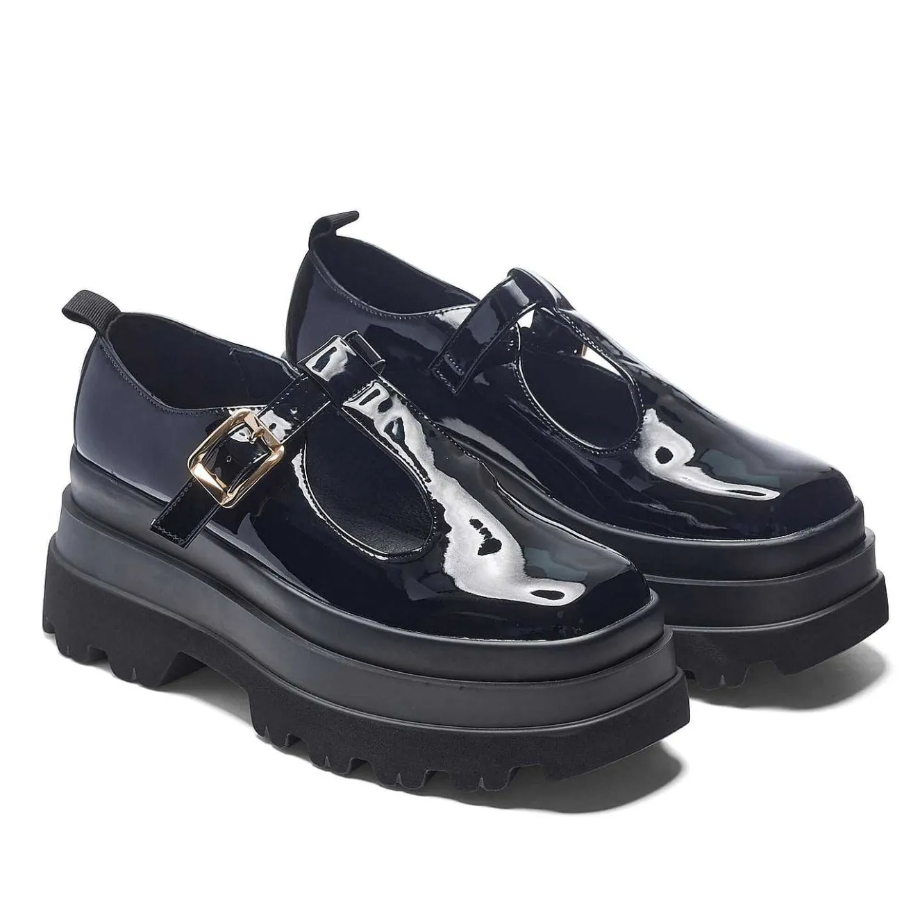 Silent Amity Trident Patent Platform Mary Jane Shoes<KOI footwear Best