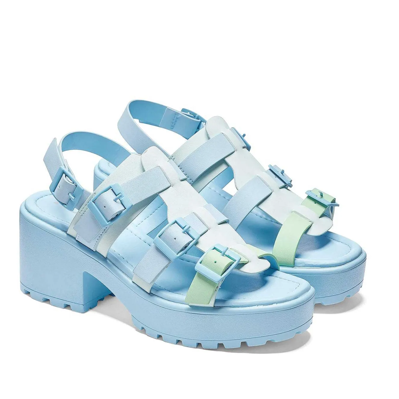 Sugar Season Chunky Buckle Sandals - Blue<KOI footwear