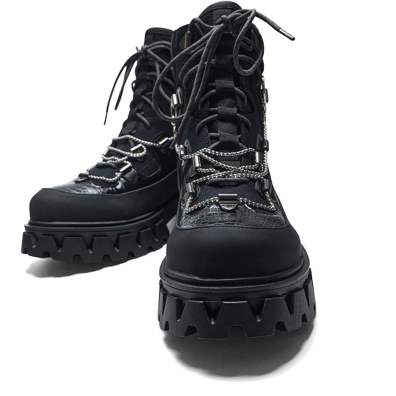 The Koi Reaper Men'S Hiking Boots - Ebony Croc<KOI footwear Sale