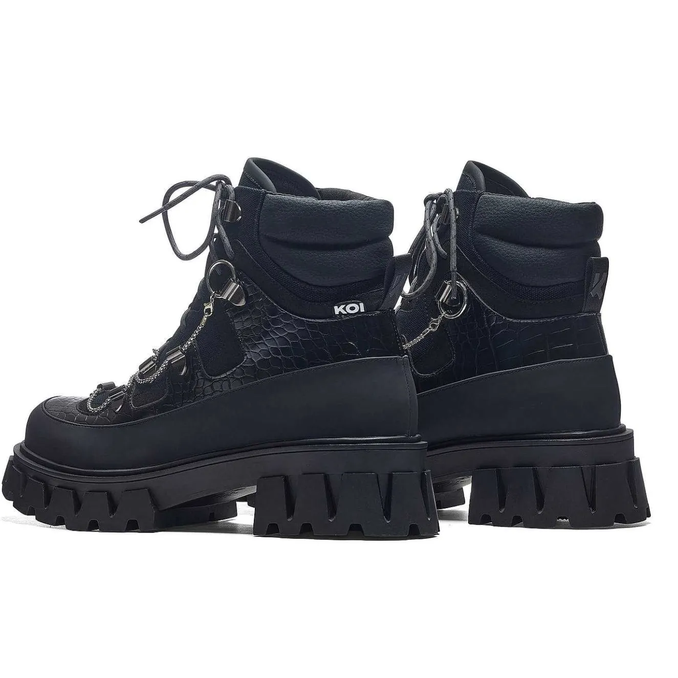 The Koi Reaper Men'S Hiking Boots - Ebony Croc<KOI footwear Sale