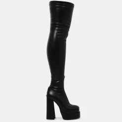 The Redemption Black Stretch Thigh High Boots<KOI footwear