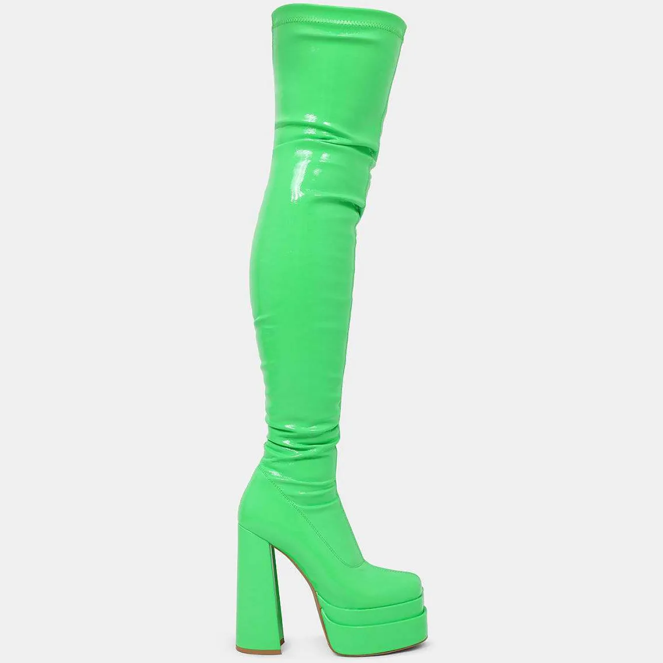 The Redemption Green Stretch Thigh High Boots<KOI footwear Discount