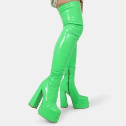 The Redemption Green Stretch Thigh High Boots<KOI footwear Discount