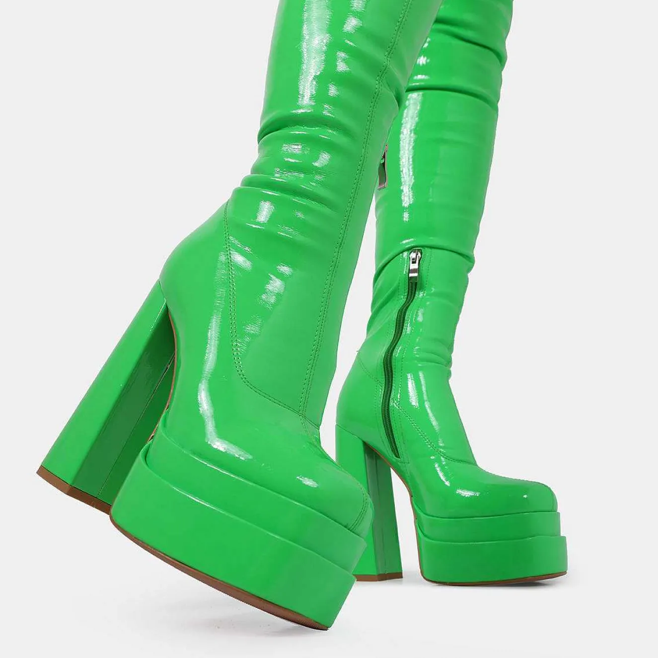 The Redemption Green Stretch Thigh High Boots<KOI footwear Discount