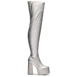 The Redemption Plus Size Thigh High Boots - Silver<KOI footwear Hot