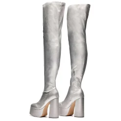 The Redemption Plus Size Thigh High Boots - Silver<KOI footwear Clearance