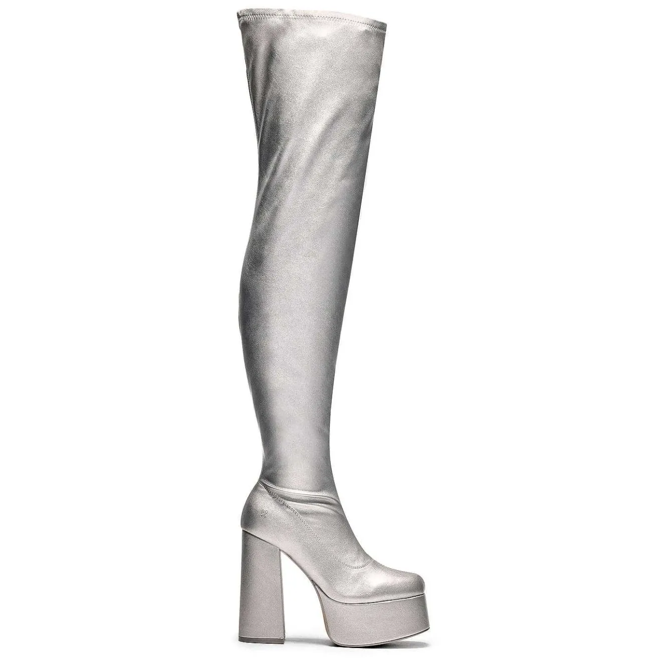 The Redemption Plus Size Thigh High Boots - Silver<KOI footwear Sale