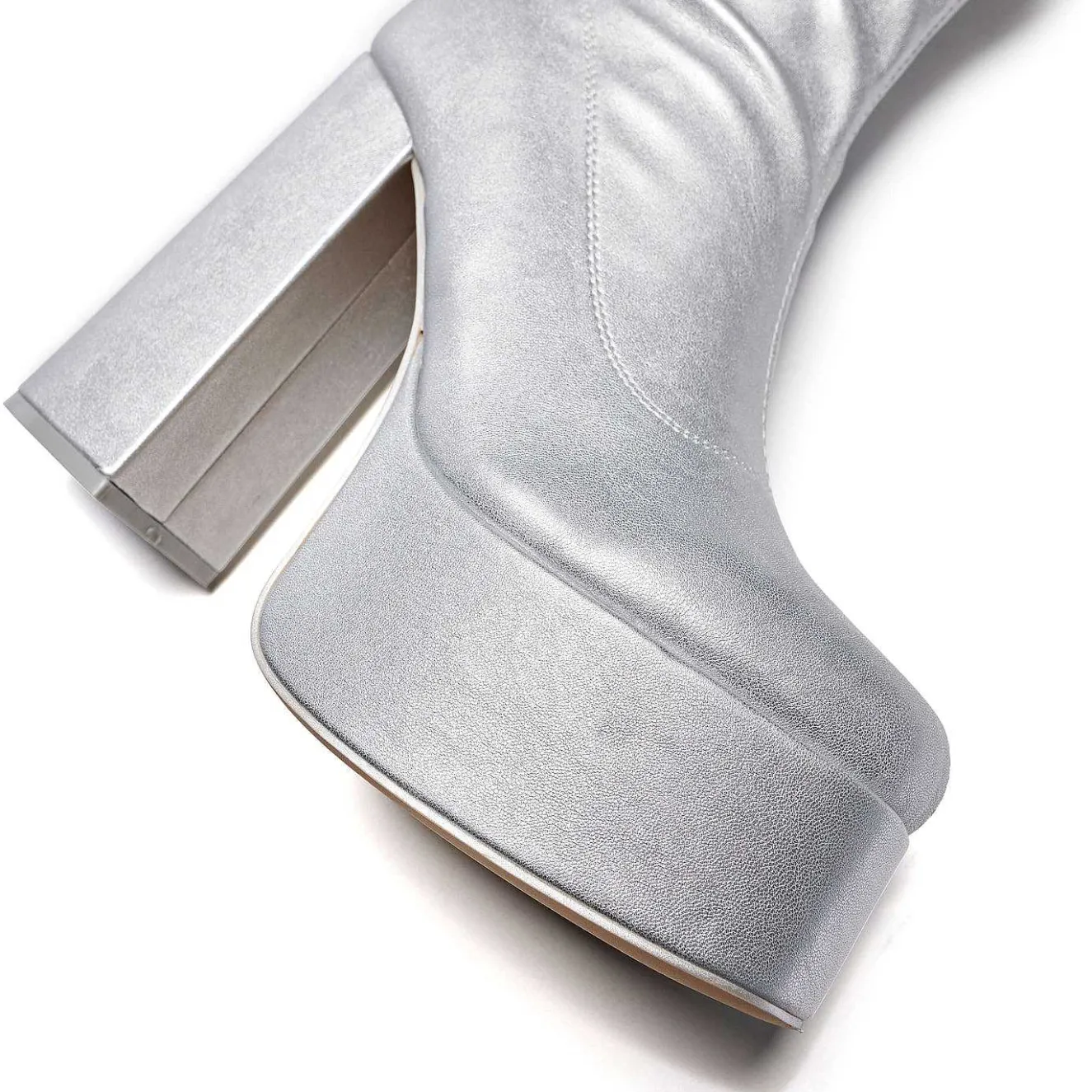 The Redemption Plus Size Thigh High Boots - Silver<KOI footwear Sale