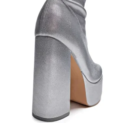 The Redemption Plus Size Thigh High Boots - Silver<KOI footwear Sale
