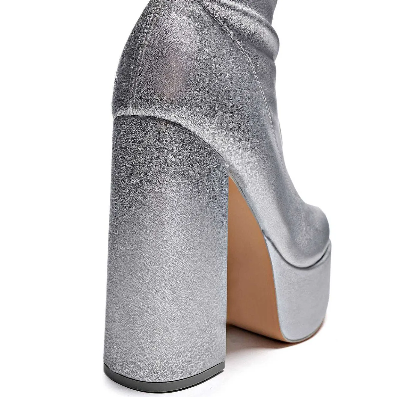 The Redemption Plus Size Thigh High Boots - Silver<KOI footwear Sale