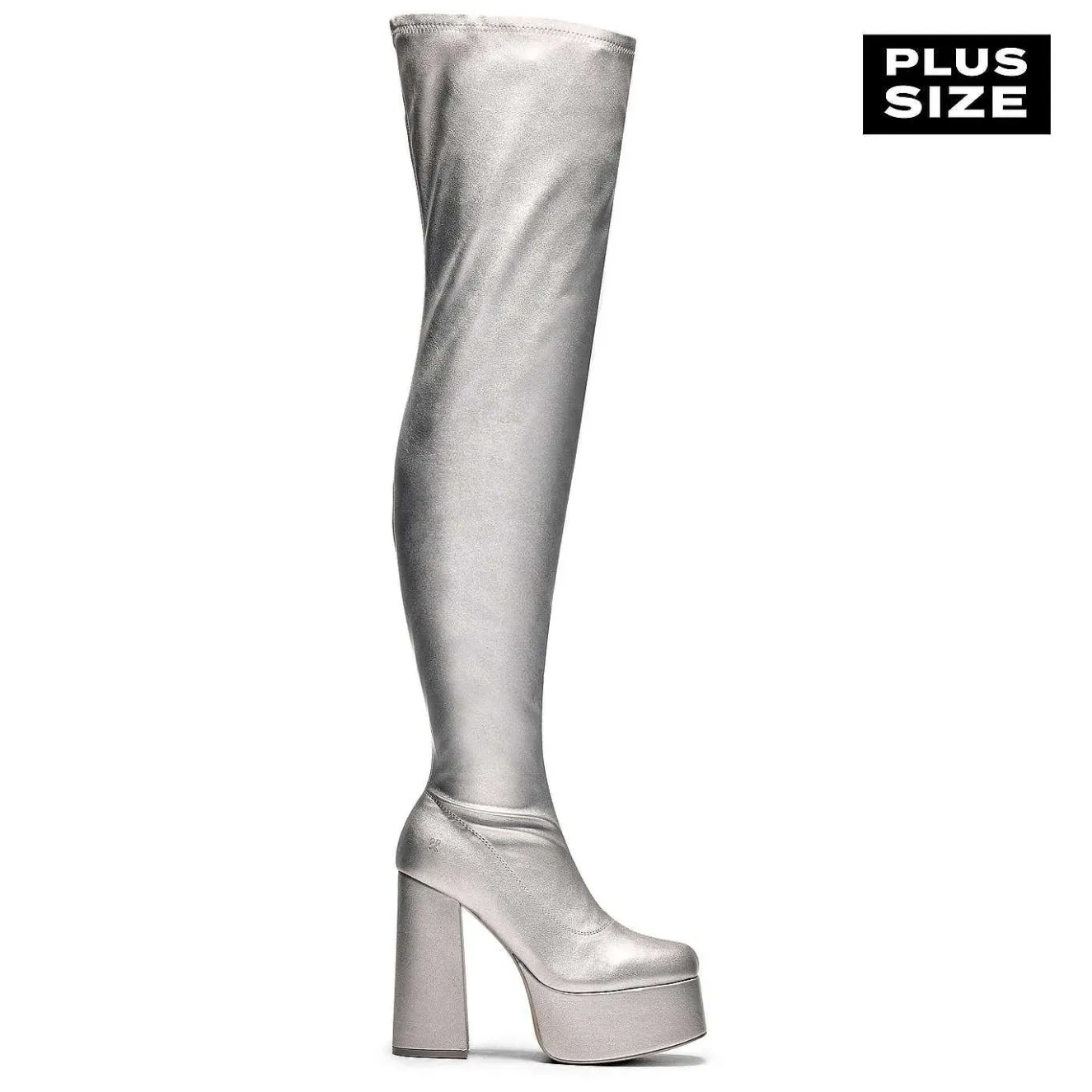 The Redemption Plus Size Thigh High Boots - Silver<KOI footwear