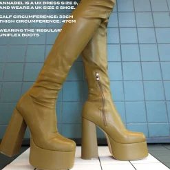 The Redemption Stretch Thigh High Boots - Khaki<KOI footwear Online